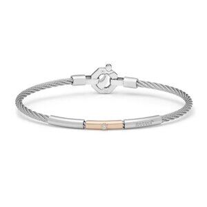 BARAKA Men's BR312321RODB220004 Rose Gold Stainless Steel White Diamond Bracelet